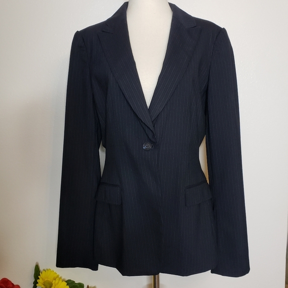 Elie Tahari Luxury Lorelei Thin Pinstripe Jacket Office Designer Womens Summer - Picture 13 of 16